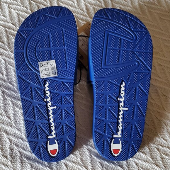 NWT Champion Blue Slides Youth Size 4 - Picture 4 of 4